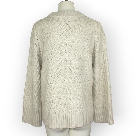 Medium ANewDay Sweater Chevron Knit BellSleeve Soft Fisherman - Picture 2 of 10